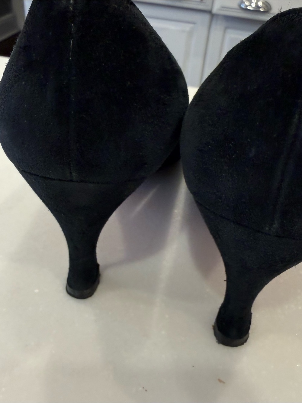 Salvatore Ferragamo Black Suede Pumps with Grosgrain Trim - Picture 10 of 16